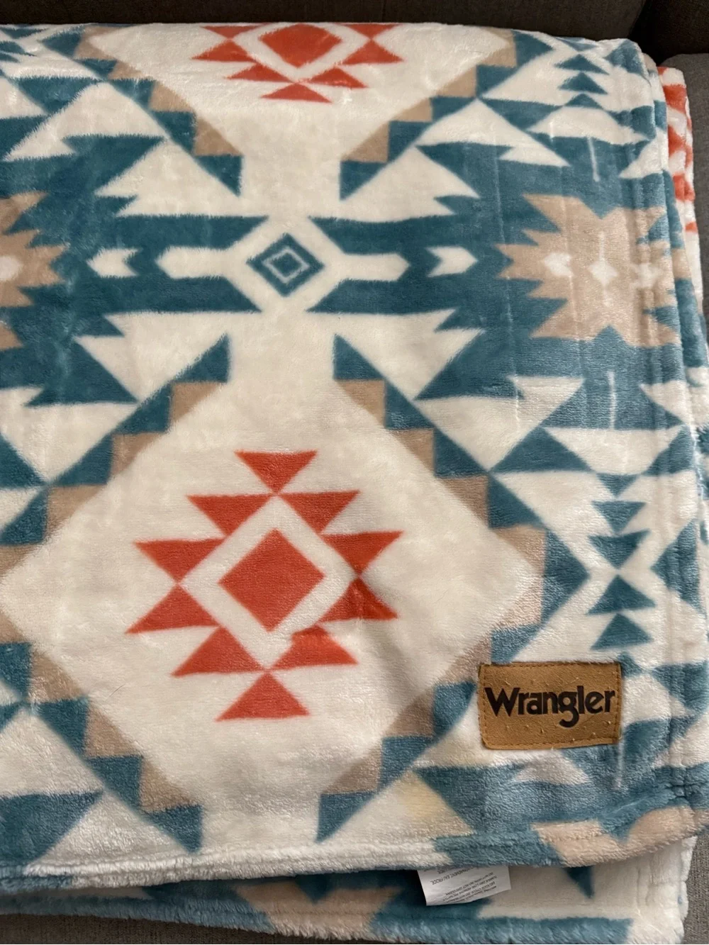 Wrangler Southwestern Print Cozy Throw Blanket - Blue, Rust, Cream